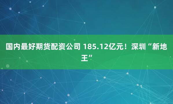 国内最好期货配资公司 185.12亿元！深圳“新地王”