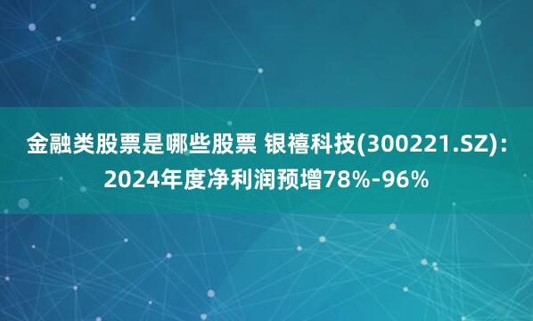 金融类股票是哪些股票 银禧科技(300221.SZ)：2024年度净利润预增78%-96%