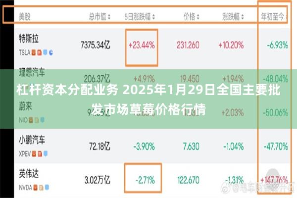 杠杆资本分配业务 2025年1月29日全国主要批发市场草莓价格行情