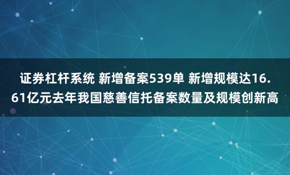 证券杠杆系统 新增备案539单 新增规模达16.61亿元去年我国慈善信托备案数量及规模创新高