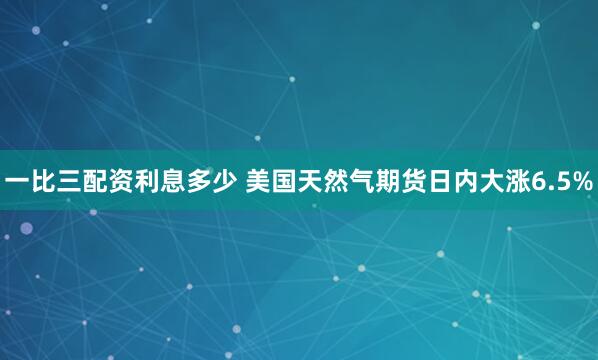 一比三配资利息多少 美国天然气期货日内大涨6.5%