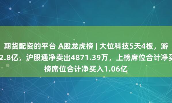 期货配资的平台 A股龙虎榜 | 大位科技5天4板，游资T王买入2.8亿，沪股通净卖出4871.39万，上榜席位合计净买入1.06亿